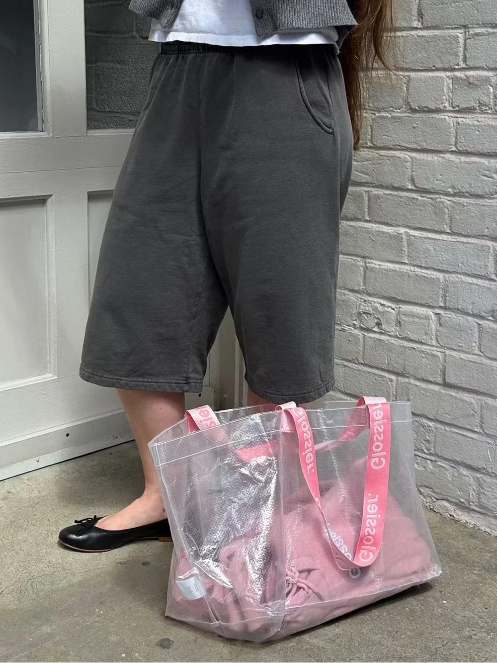 New Glossier Errand Bag Transparent Tote with Pink Straps Limited Edition